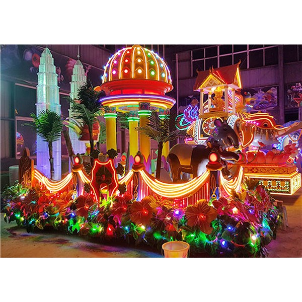 彩车花车制作完成灯光效果（马来西亚彩车）-- 彩灯、花灯、雕塑制作公司