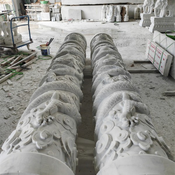 龙柱雕刻-- 汉白玉石材厂